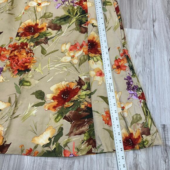 Talbots Women’s 10 Floral Midi Skirt Silk Wool Blend A-Line Lined Zip - Picture 5 of 9